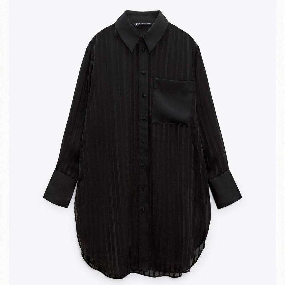 NWT Zara SemiSheer Longline Oversized Blouse